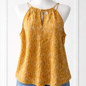 Nine West Mustard Ikat Halter Blouse | Lightweight Summer Top | XL